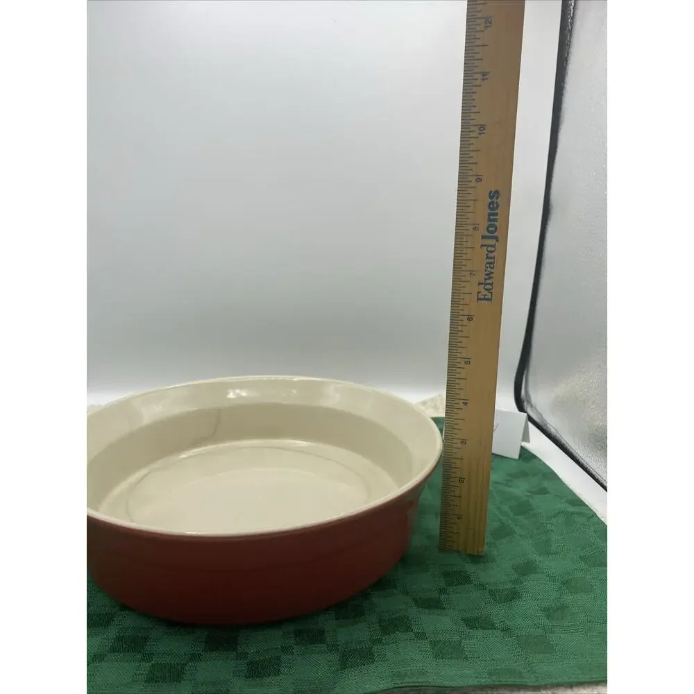 BergHOFF stoneware Casserole dish Red & Cream. Made In Belgium 10”